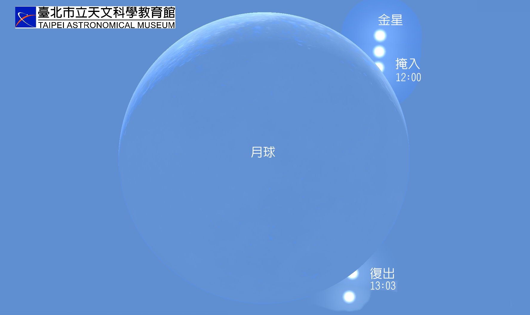 由台北天文馆模拟台北可见的月掩金星示意图。