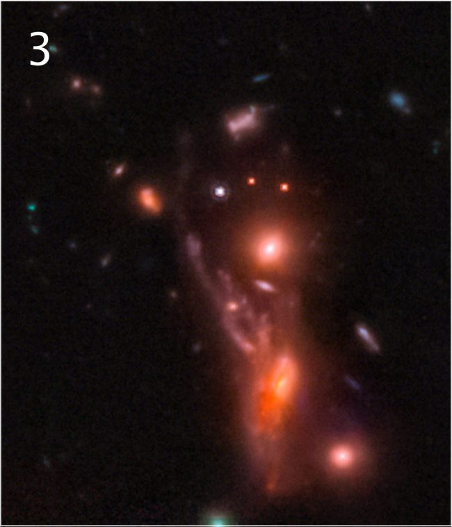 这组相互作用的星系看起来像一个有触角的生物吗？来源：NASA