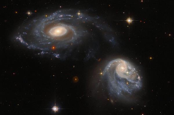 Arp-Madore 608-333。图片来源：ESA/Hubble & NASA