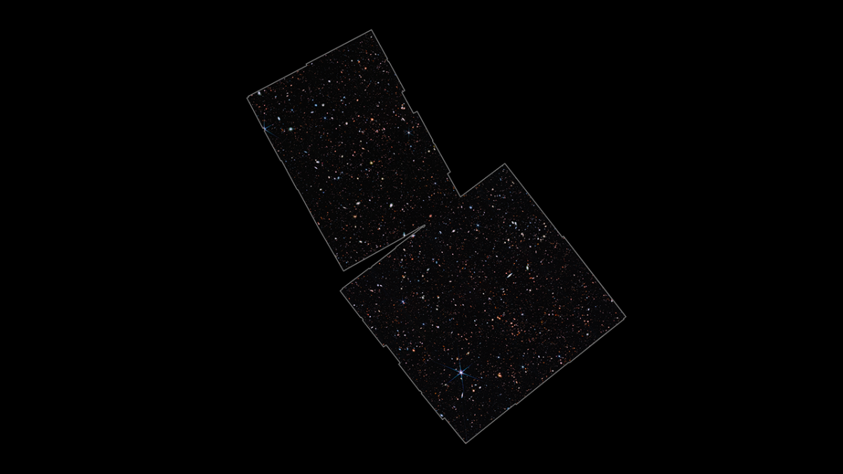詹姆斯·韦伯空间望远镜高级深空探测观测（JADES）研究的天空区域。（图片来源：NASA，ESA，CSA和STScI）