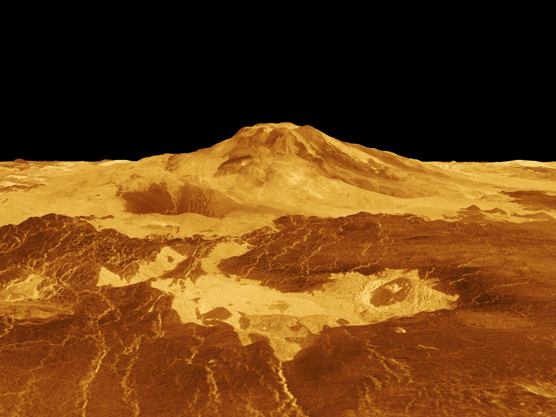 基于麦哲伦探测器雷达资料制作的金星表面玛阿特山三维立体图 
