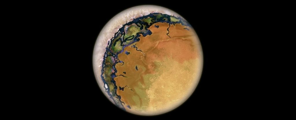 潮汐锁定的“眼球”系外行星的艺术模拟图。