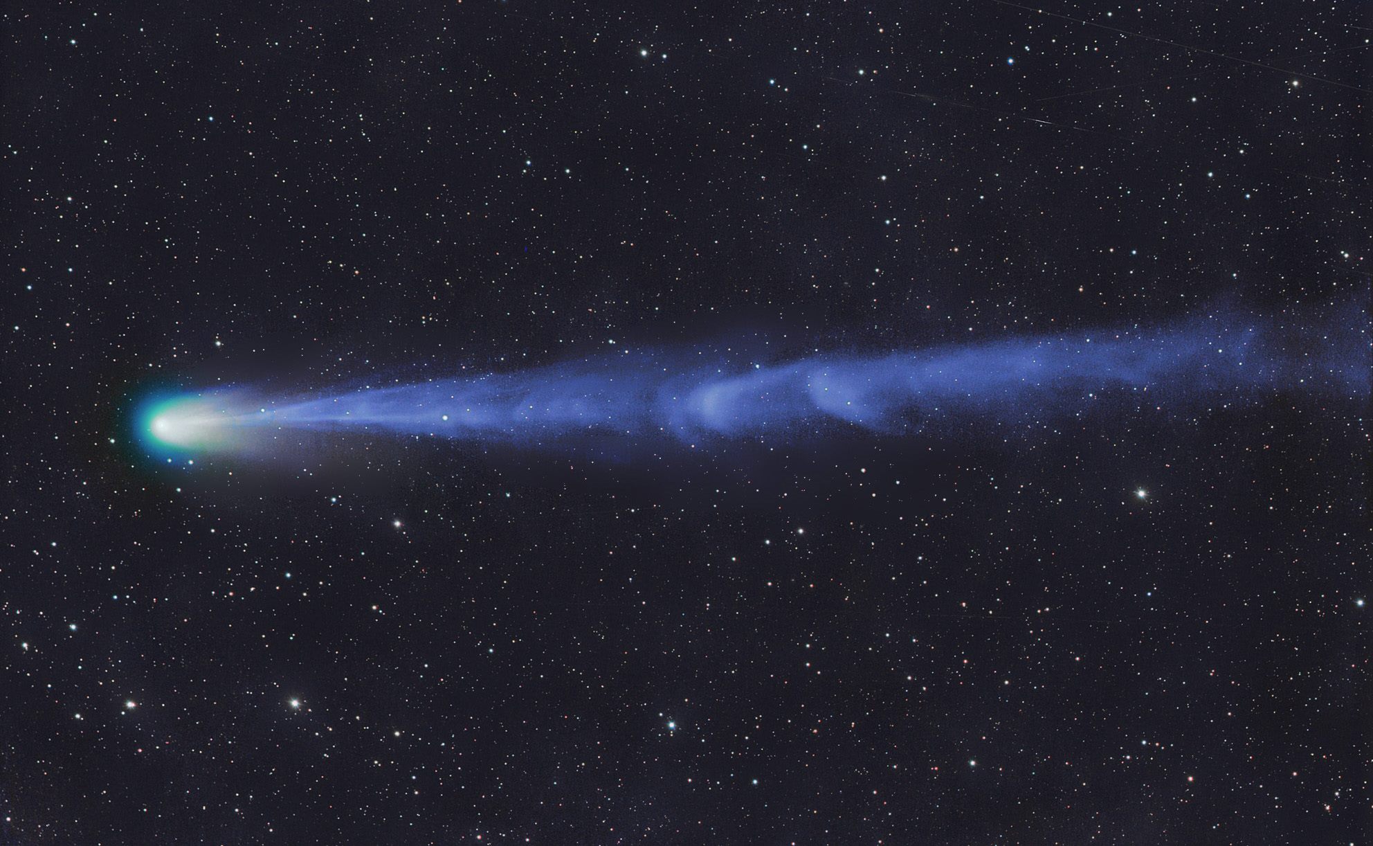 天文摄影师Michael Jäger于3月6日拍摄的12P彗星与明显彗尾。（来源：Michael Jäger）